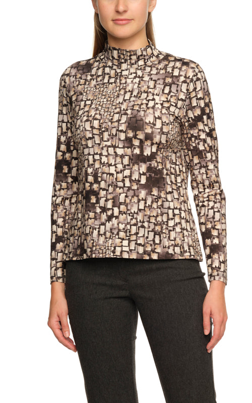 Shirt mit Stehkragen Alloverdruck