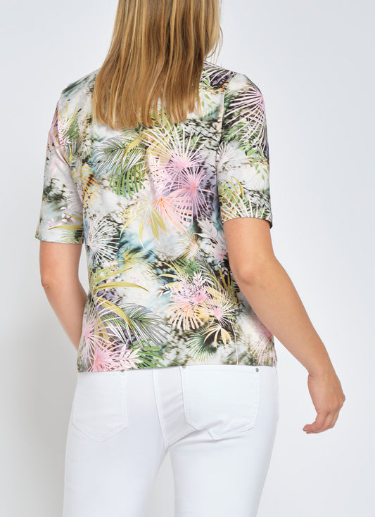 1/2 Polo-Shirt mit Blumendruck