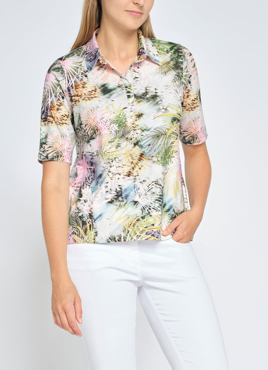 1/2 Polo-Shirt mit Blumendruck