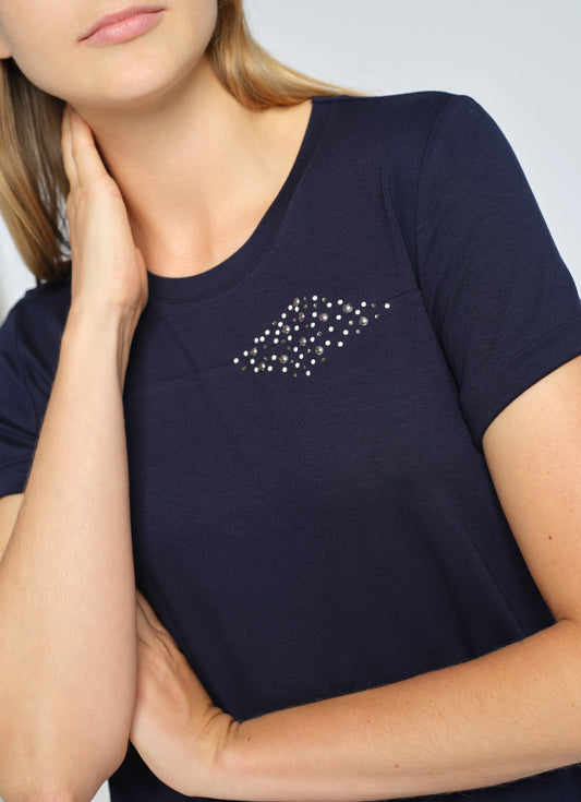 Basic T-Shirt Rundhals mit Strass