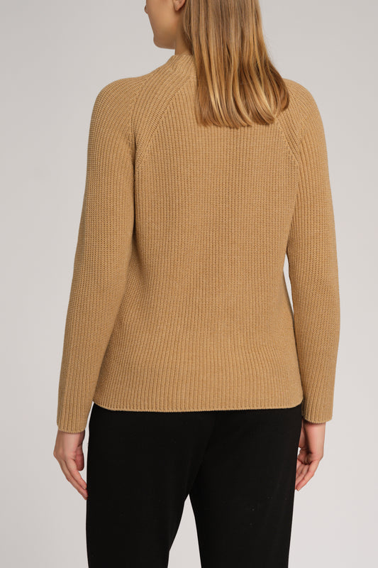 Raglanpullover mit Perlfangmuster