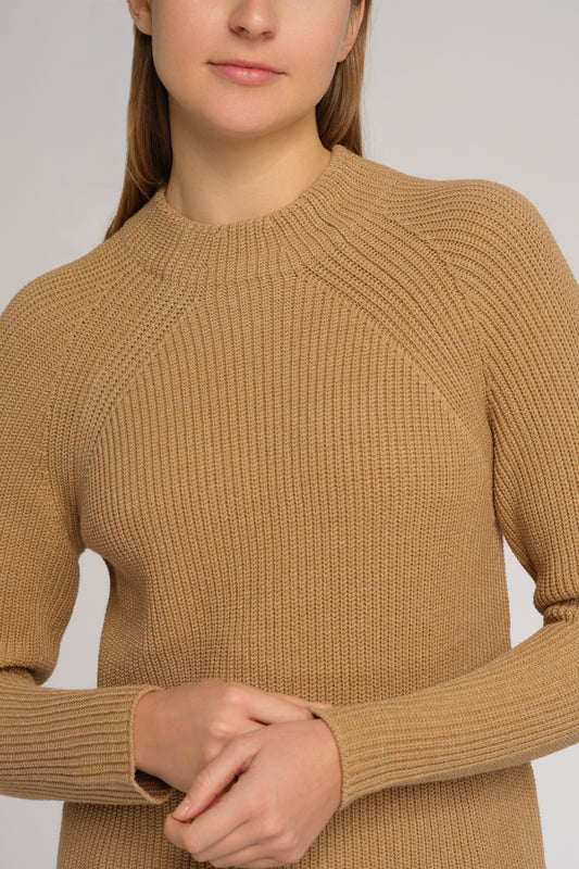 Raglanpullover mit Perlfangmuster