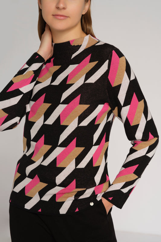 Raglanpullover mit Perlfangmuster