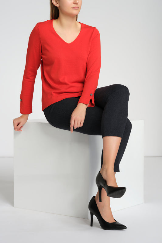 Basic Pullover mit V-Ausschnitt