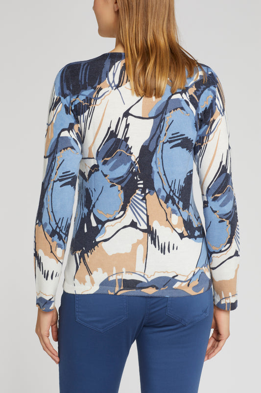 V-Neck Pullover mit Alloverdruck