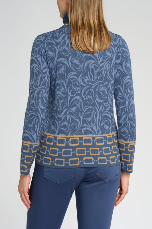 Pullover aus Tunneljacquard mit Rollkragen