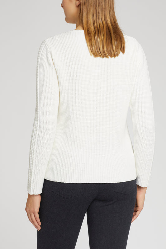 V-Neck Pullover mit Strukturmuster