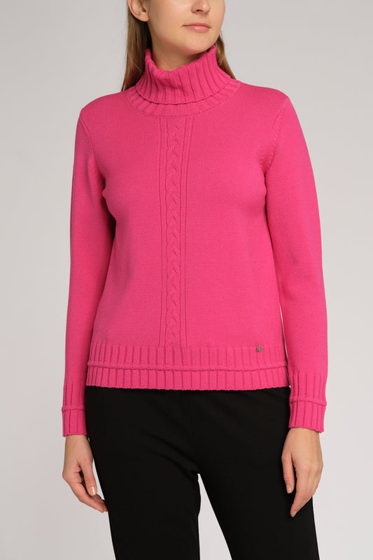 Rollkragenpullover mit Zopfmuster