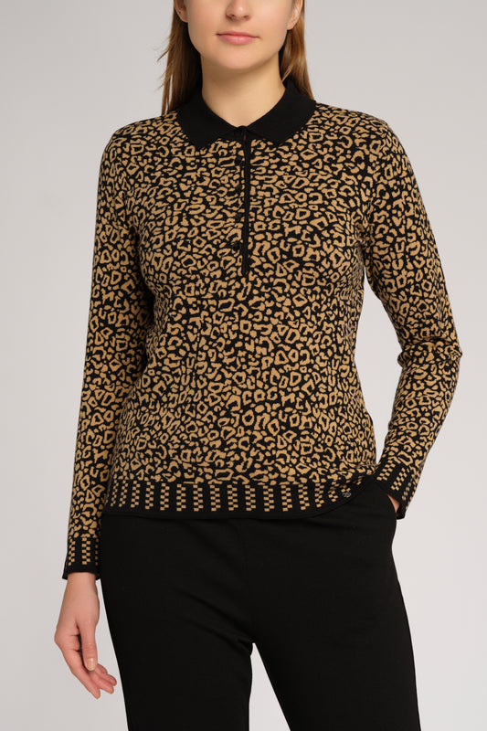 Jacquard-Pullover mit Polokragen