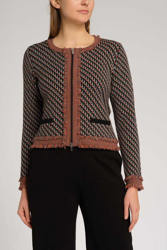 Jacquard-Jacke mit Reißverschluss