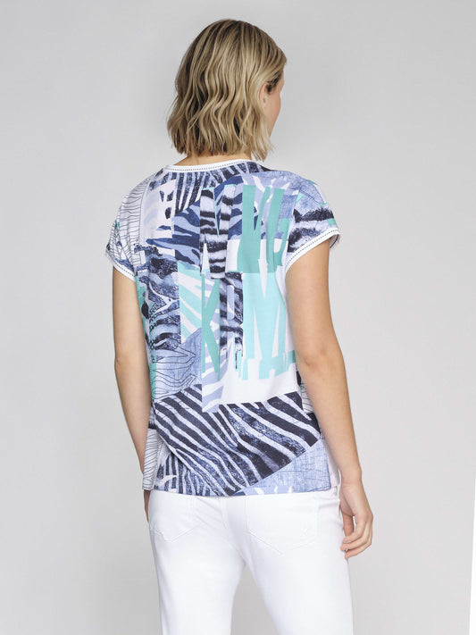 T-Shirt aus Alloverdruckstoff