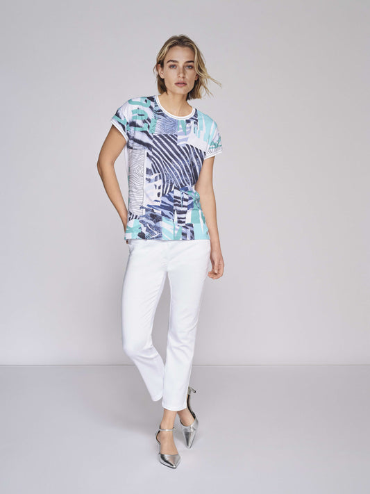 T-Shirt aus Alloverdruckstoff