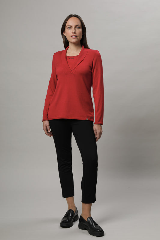 Pullover mit Schalkragen und Two-in-One-Optik