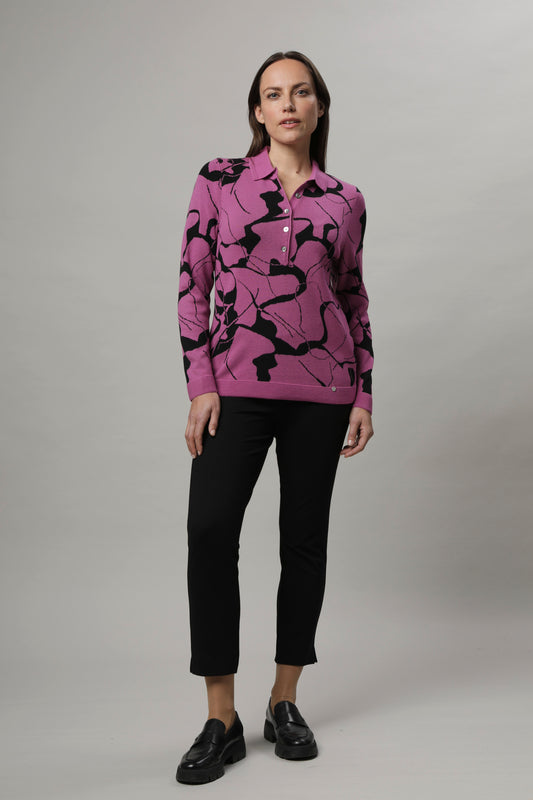 Pullover mit Polokragen und Jacquardmuster