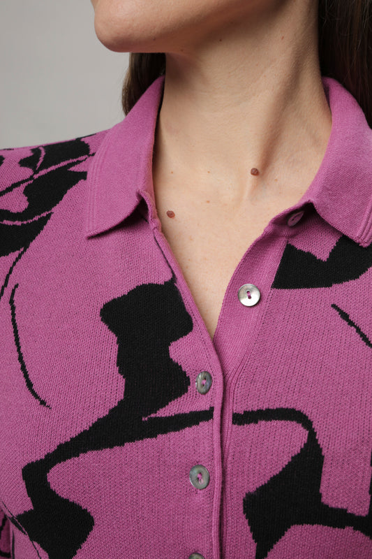 Pullover mit Polokragen und Jacquardmuster