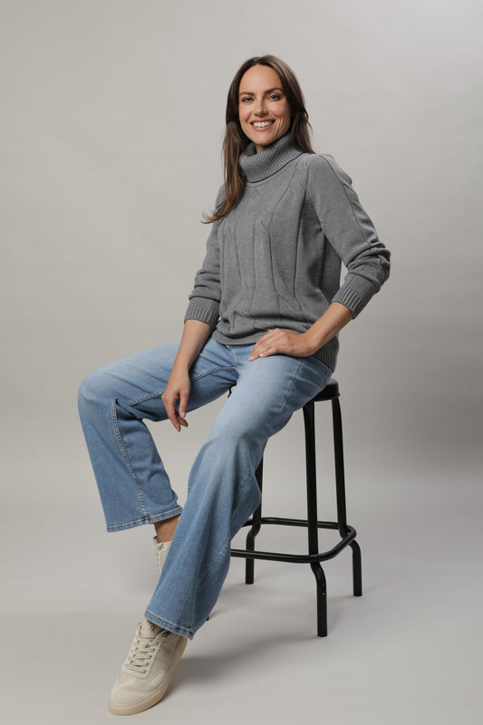 Pullover mit mit Rollkragen und Strukturmuster