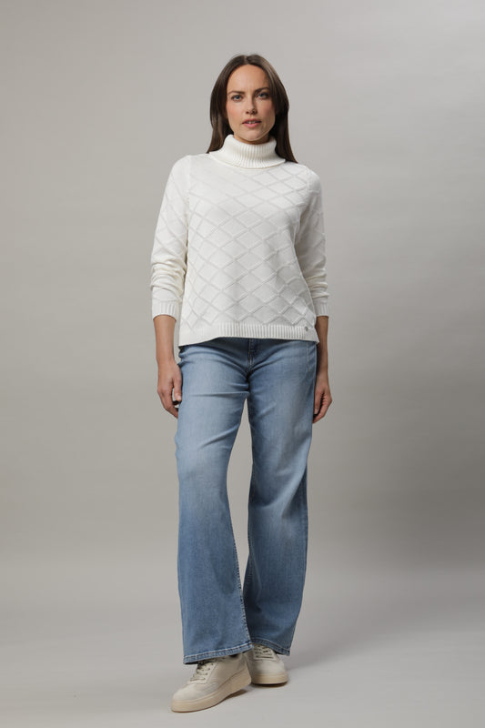 Pullover mit mit Rollkragen und Strukturmuster