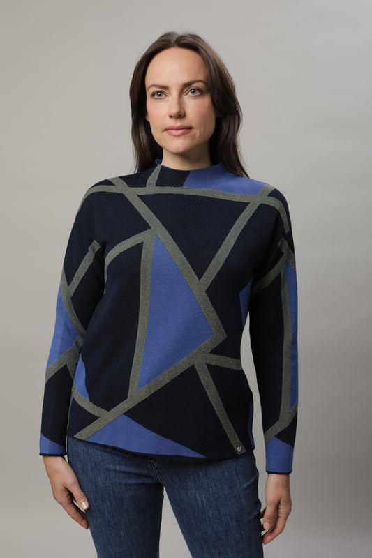 Pullover mit Kelchkragen und Jacquardmuster