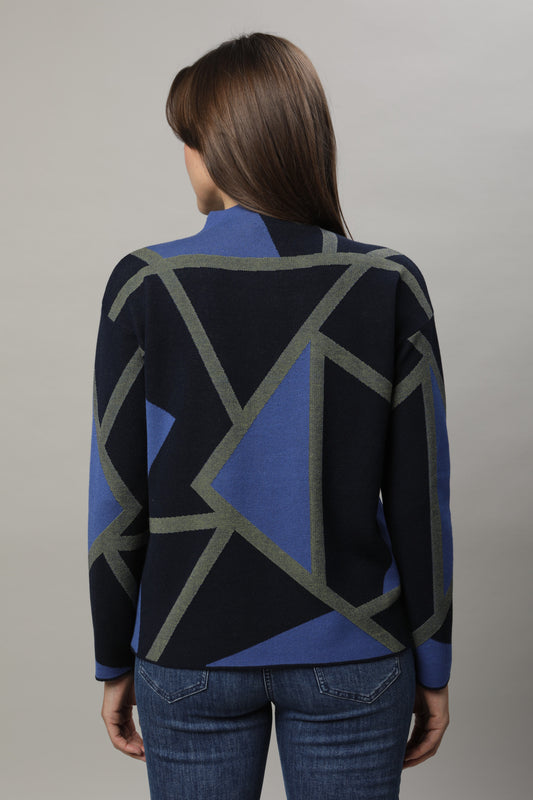 Pullover mit Kelchkragen und Jacquardmuster