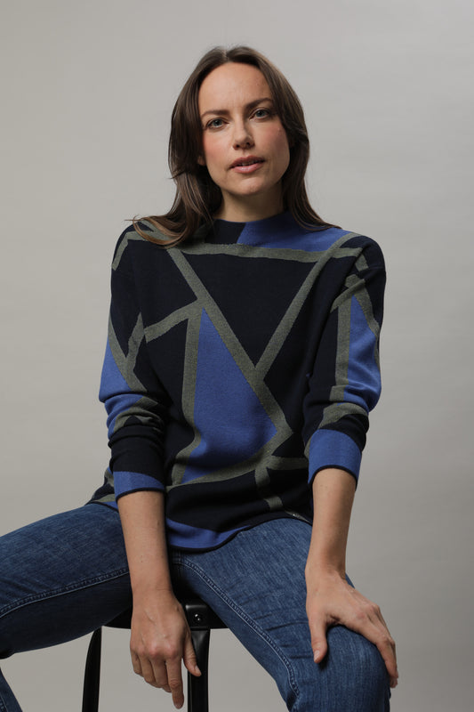Pullover mit Kelchkragen und Jacquardmuster