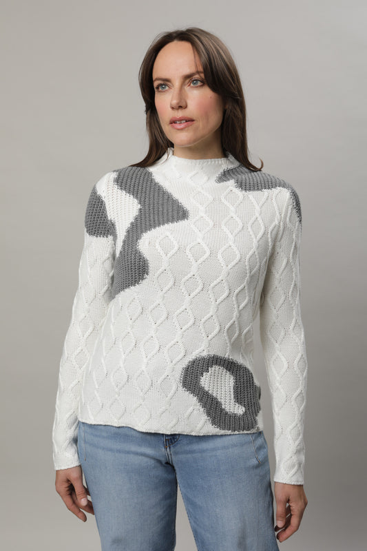 Pullover mit Stehkragen und Strukturmuster