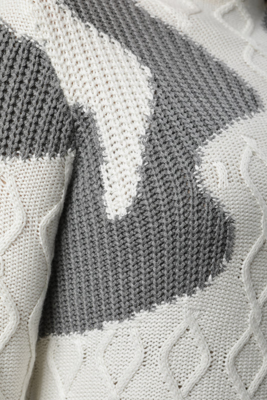 Pullover mit Stehkragen und Strukturmuster