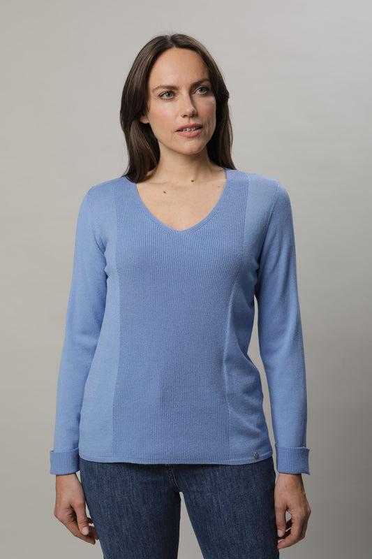 Pullover mit V-Ausschnitt und Strukturmuster