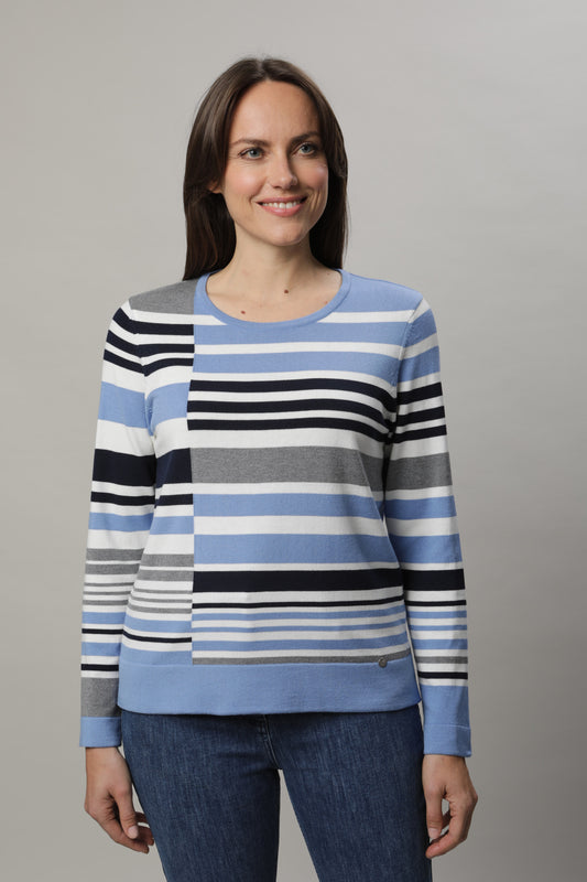 Pullover mit Rundhals und Streifenmuster
