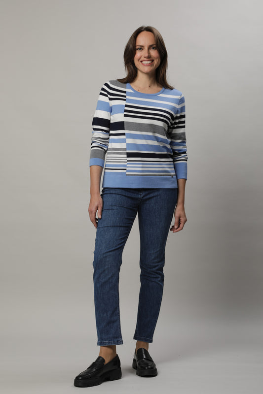Pullover mit Rundhals und Streifenmuster