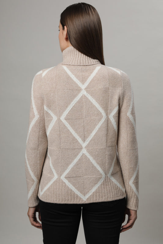 Pullover mit Rollkragen und zweifarbigem Strukturmuster
