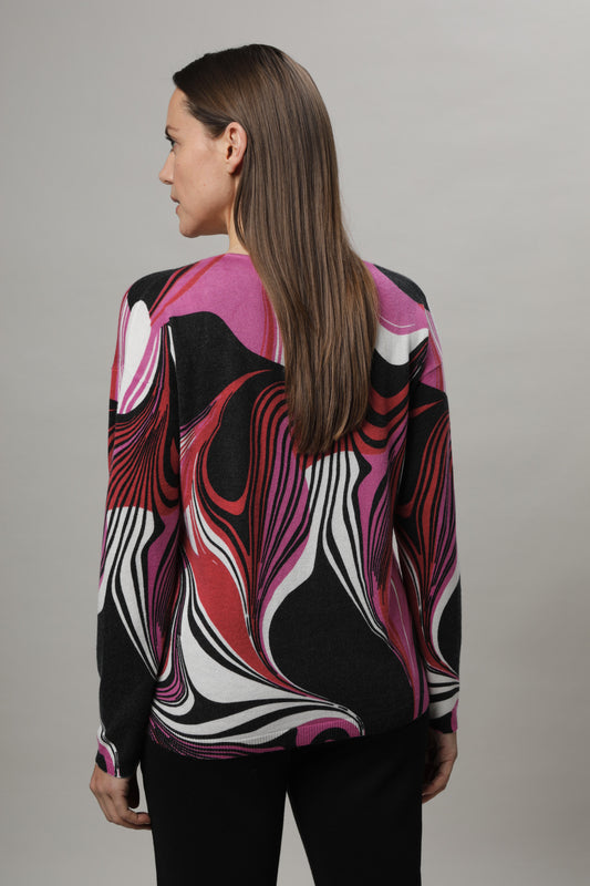 Pullover mit V-Ausschnitt und Alloverdruck