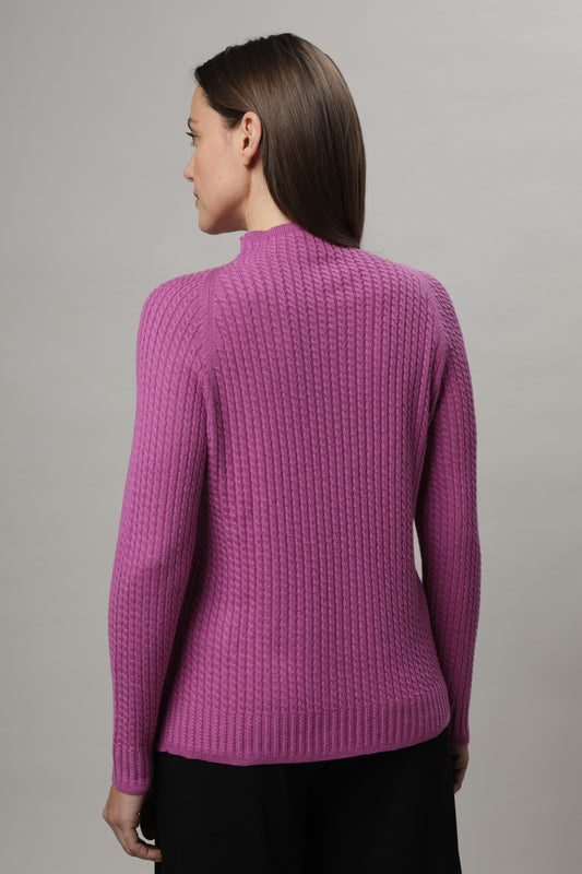 Pullover mit Stehkragen und Strukturmuster