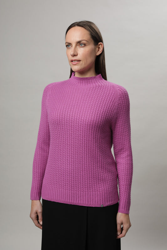 Pullover mit Stehkragen und Strukturmuster