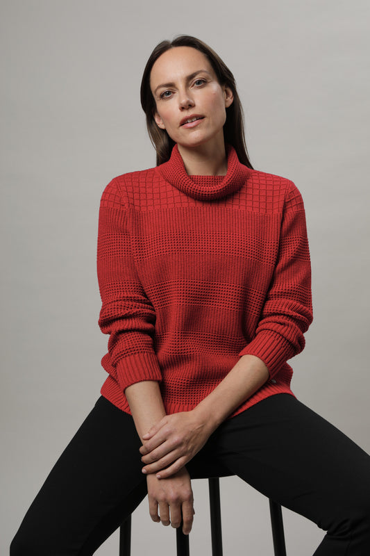 Pullover mit Rollkragen und Strukturmuster