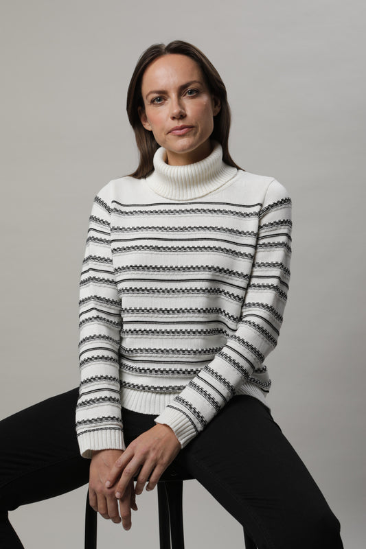 Pullover mit Rollkragen und Streifenmuster
