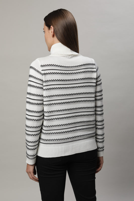 Pullover mit Rollkragen und Streifenmuster
