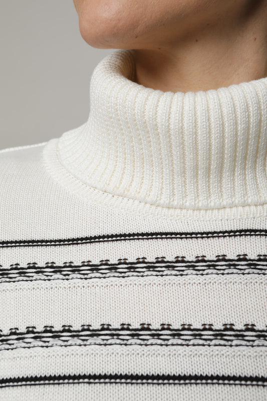 Pullover mit Rollkragen und Streifenmuster
