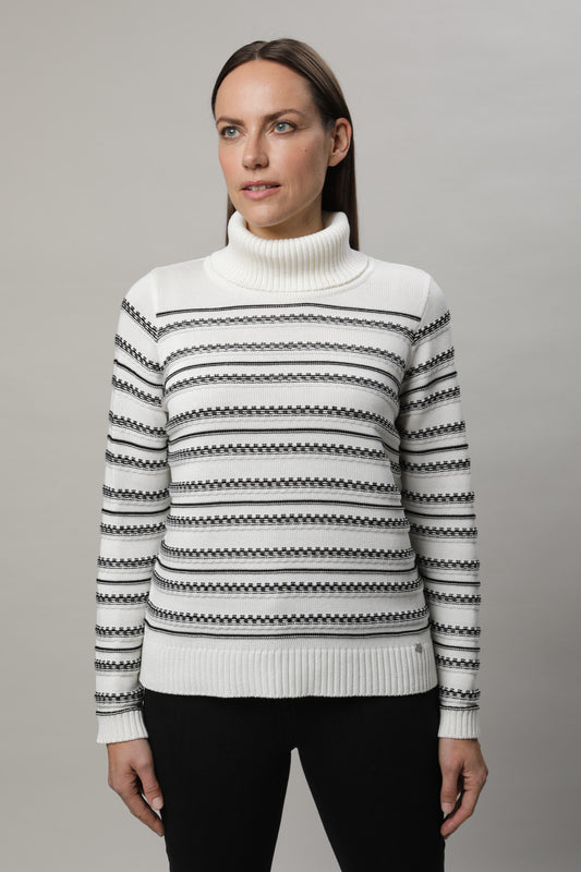 Pullover mit Rollkragen und Streifenmuster