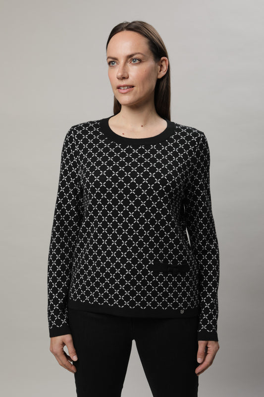 Pullover mit Rundhals und Jacquardmuster