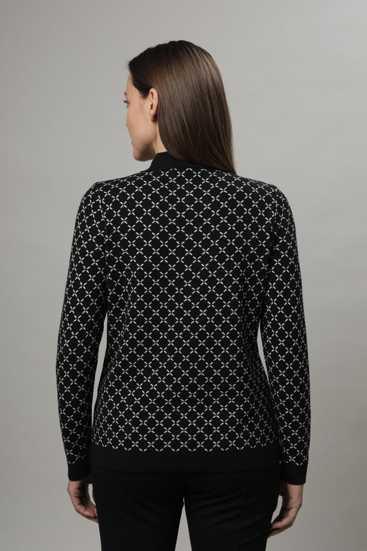 Pullover mit Polokragen und Jacquardmuster