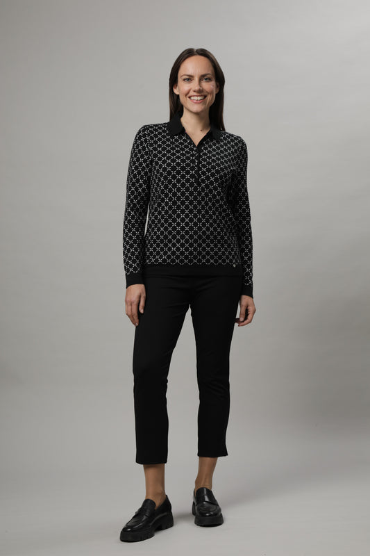 Pullover mit Polokragen und Jacquardmuster