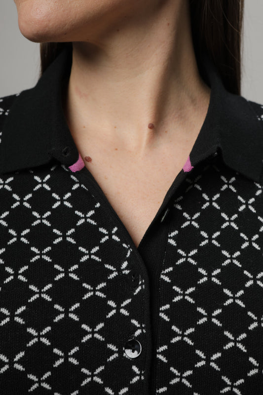 Pullover mit Polokragen und Jacquardmuster