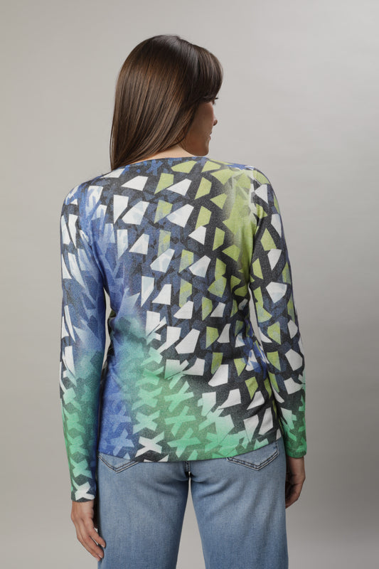 Pullover mit V-Ausschnitt und Alloverdruck