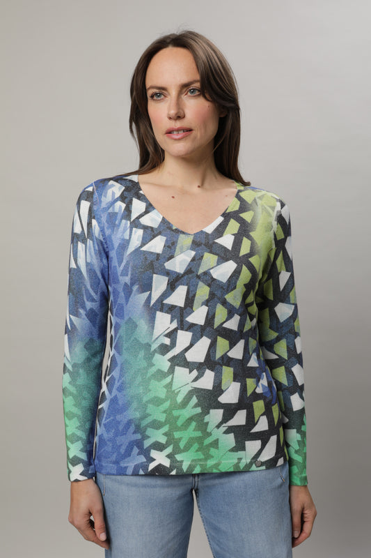 Pullover mit V-Ausschnitt und Alloverdruck