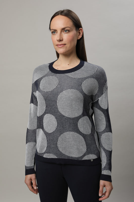 Pullover mit Rundhals und zweifarbigem Strukturmuster
