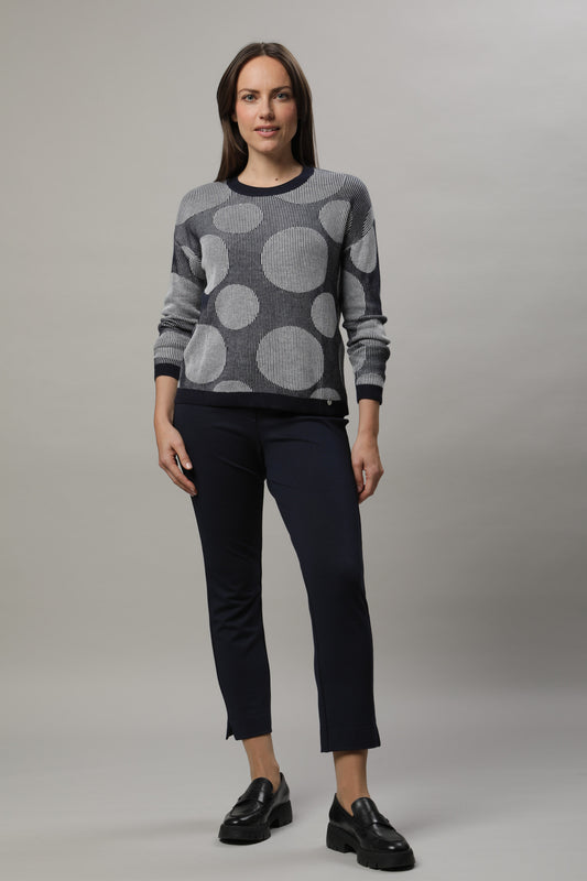 Pullover mit Rundhals und zweifarbigem Strukturmuster