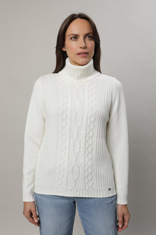 Pullover mit Rollkragen und Strukturmix