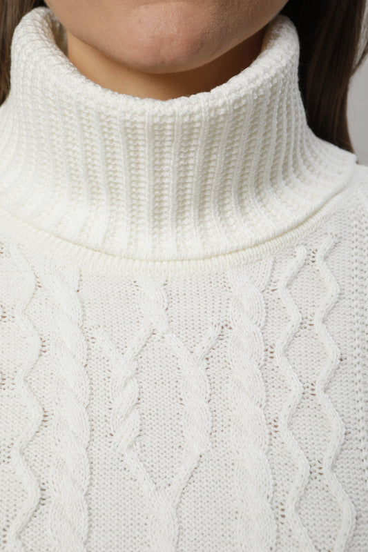 Pullover mit Rollkragen und Strukturmix