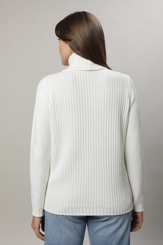 Pullover mit Rollkragen und Strukturmix