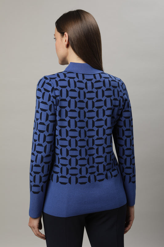 Pullover mit Polokragen und Jacquardmuster